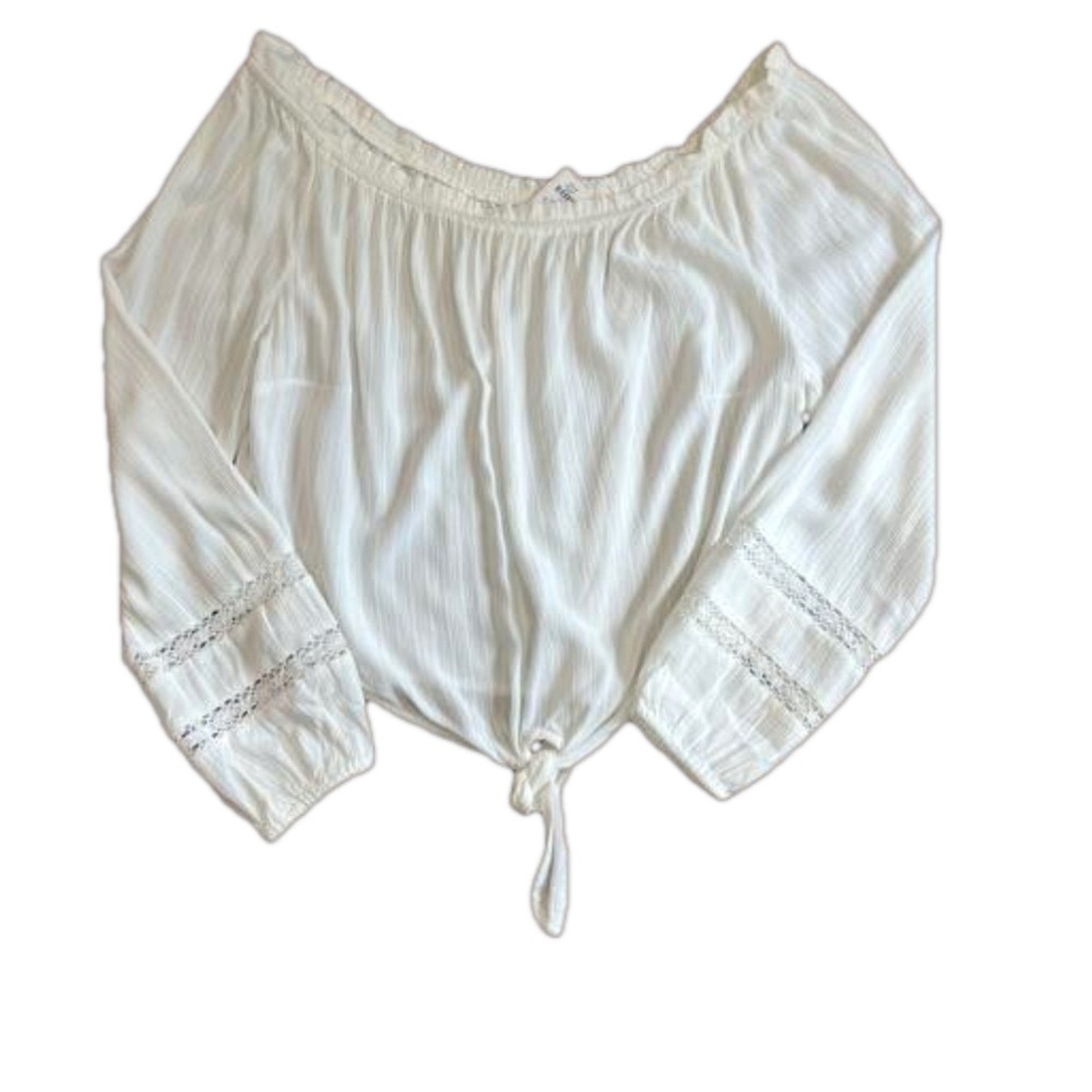 T. Rose White Off The Shoulder Crop Blouse NWT Size L